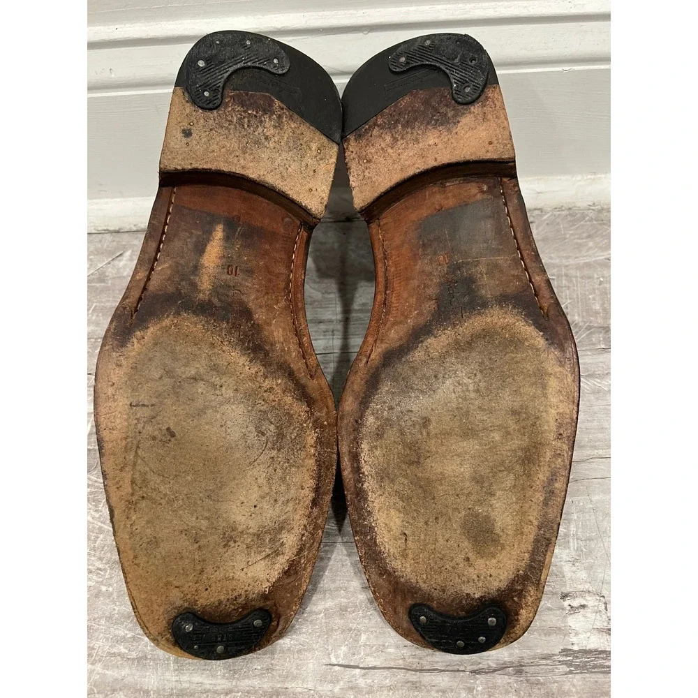 Salvatore Ferragamo Men's Oxfords Brown Leather Square Toe Dress Shoes Size 10 D